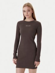 Tommy Jeans Sukienka codzienna Linear DW0DW21902 Brązowy Slim Fit. Brązowe sukienki damskie Tommy Jeans, bez wzorów, z bawełny, bez ramiączek. Za 289.99 zł.