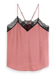 Scotch & Soda Top w kolorze jasnoróżowym rozmiar: 40. Różowe koszulki sportowe damskie Scotch & Soda, bez wzorów, z koronki, bez ramiączek. Za 153.71 zł.