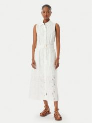 LOLA CASADEMUNT Sukienka koszulowa LS2616144 Biały Regular Fit. Białe sukienki damskie LOLA CASADEMUNT, bez wzorów, z bawełny, bez ramiączek. Za 712.99 zł.