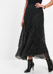 Spódnica z szyfonu. Czarne spódnice damskie bonprix, bez wzorów, z materiału, eleganckie. Za 124.99 zł.