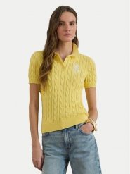 LAUREN RALPH LAUREN Sweter 200932224017 Żółty jasny Slim Fit. Żółte swetry klasyczne damskie Lauren Ralph Lauren, s, z bawełny, bez kołnierzyka. Za 769.99 zł.