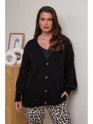 Curvy Lady Kardigan w kolorze czarnym rozmiar: 40/42. Czarne kardigany damskie Curvy Lady, bez wzorów, ze splotem. Za 110.55 zł.