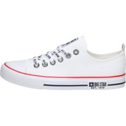 Białe trampki damskie ze skóry eko Big Star Kk274095. Białe trampki damskie Big Star, bez wzorów, ze skóry, bez zapięcia. Za 129.80 zł.