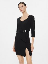 Rinascimento Sukienka koktajlowa CFC0116131003 Czarny Slim Fit. Czarne sukienki damskie Rinascimento, bez wzorów, z syntetyku, wizytowe, bez ramiączek. Za 289.99 zł.