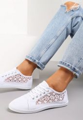 Białe Tenisówki z Ażurowymi Wstawkami Po Bokach Salessa. Białe obuwie sportowe damskie Renee, na lato, z jeansu, bez zapięcia, tenisowe. Za 39.99 zł.