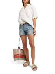 Scotch & Soda Szorty dżinsowe w kolorze błękitnym rozmiar: W25. Niebieskie szorty damskie Scotch & Soda, bez wzorów, z bawełny, z podwyższonym stanem. Za 141.19 zł.