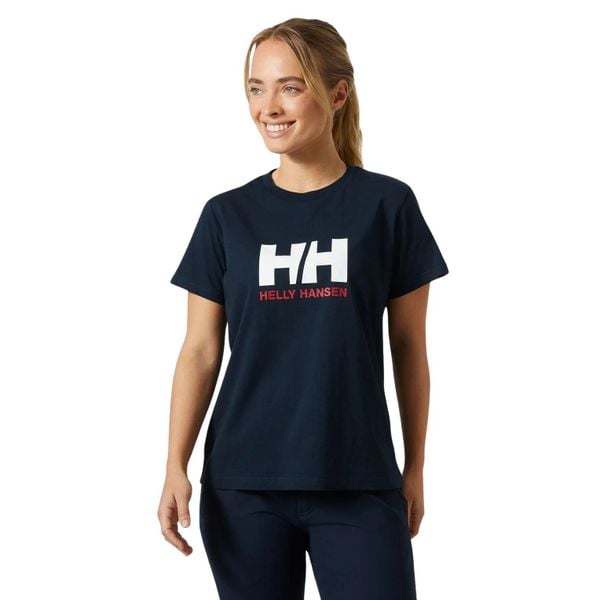 Koszulka damska Helly Hansen Logo 2.0. Niebieskie koszulki damskie Helly Hansen, bez wzorów, z bawełny, bez kołnierzyka, bez ramiączek. Za 119.99 zł.