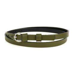 Pasek damski wąski solidny skórzany do sukienki khaki S19 : Kolory - zielony, Rozmiar pasków - r.90-105 cm. Brązowe paski damskie bez wzorów. Za 43.99 zł.
