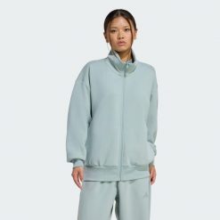 Bluza Soft Lux Loose Full-Zip. Zielone bluzy damskie Adidas, l, bez wzorów, bez kaptura. Za 349.00 zł.