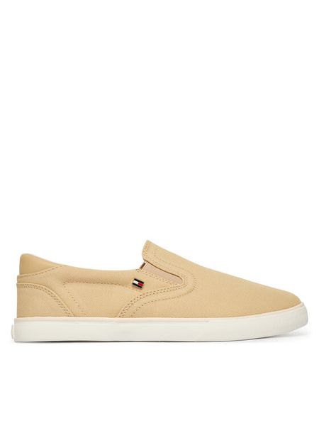 Tommy Hilfiger Tenisówki Th Low Profile Slip On FW0FW09103 Beżowy. Brązowe obuwie sportowe damskie Tommy Hilfiger, bez wzorów, bez zapięcia. Za 289.99 zł.