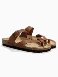 BACKSUN Klapki "Annie" w kolorze jasnobrązowym rozmiar: 41. Brązowe klapki damskie Backsun, bez wzorów, z otwartym noskiem, bez obcasa, bez zapięcia. Za 130.99 zł.