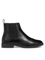 Geox Sztyblety D Jaylon 2 D56QAA 043NH C9999 Czarny. Czarne botki damskie Geox, ze skóry, bez obcasa, na płaskiej podeszwie, bez zapięcia. Za 399.99 zł.