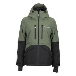 Damska kurtka wodoodporna Peak Mountain Acesna. Zielone kurtki sportowe damskie Peak Mountain, bez wzorów, bez kaptura. Za 992.95 zł.