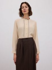 BGN Bluzka w kolorze beżowym rozmiar: 40. Brązowe bluzki damskie BGN, bez wzorów, z wiskozy, bez kołnierzyka, bez ramiączek. Za 117.45 zł.