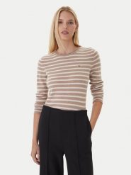 Tommy Hilfiger Sweter WW0WW40264 Beżowy Regular Fit. Brązowe swetry klasyczne damskie Tommy Hilfiger, xxl, z wełny, bez kołnierzyka. Za 519.99 zł.
