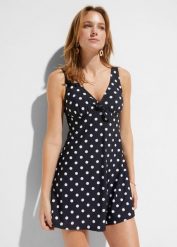 Sukienka kąpielowa. Czarne sukienki damskie bonprix, bez wzorów, eleganckie, bez ramiączek. Za 159.99 zł.