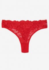 Czerwone Bawełniane Majtki Stringi z Koronką Ilwedana. Czerwone stringi Renee, bez wzorów, z bawełny. Za 5.99 zł.