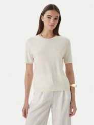 Patrizia Pepe T-Shirt 2M4542/J419-W417 Kremowy Regular Fit. Białe t-shirty damskie Patrizia Pepe, m, bez wzorów, z bawełny, bez kołnierzyka. Za 679.99 zł.