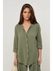 Rodier Lin Lniana koszula w kolorze khaki rozmiar: XL/XXL. Brązowe koszule damskie Rodier Lin, xl, bez wzorów, ze lnu, bez kołnierzyka, bez ramiączek. Za 140.86 zł.