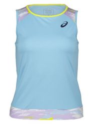 Asics Top sportowy w kolorze błękitnym rozmiar: L. Niebieskie koszulki sportowe damskie Asics, l, bez wzorów, z materiału, bez ramiączek, outdoorowe. Za 78.45 zł.