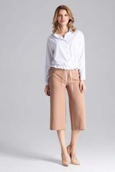 Biała Szykowna Koszula Wiązana Sznurkiem na Dole. Białe koszule damskie Figl, l, bez wzorów, z elastanu, eleganckie, bez kołnierzyka, bez ramiączek. Za 189.00 zł.