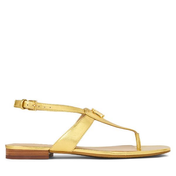 Sandały LAUREN RALPH LAUREN. Żółte sandały damskie Lauren Ralph Lauren, bez wzorów, bez obcasa, na płaskiej podeszwie, bez zapięcia. Za 629.99 zł.