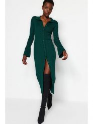 Trendyol Sukienka w kolorze zielonym rozmiar: M. Zielone sukienki damskie Trendyol, bez wzorów, prążkowane, bez ramiączek. Za 91.56 zł.