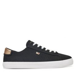 Tenisówki Tommy Hilfiger. Czarne trampki damskie Tommy Hilfiger, bez wzorów, bez zapięcia. Za 189.99 zł.