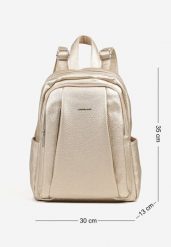 Złoty Plecak z Suwakami w Miejskim Stylu Nalionea. Żółte plecaki Renee, bez wzorów, z jeansu. Za 179.99 zł.