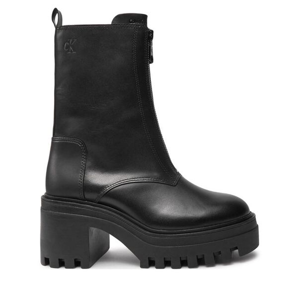 Botki Calvin Klein Jeans. Czarne botki damskie Calvin Klein Jeans, z jeansu, bez obcasa, na słupku, bez zapięcia. Za 749.99 zł.