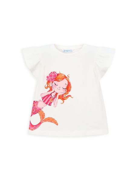 Mayoral Top 3007 Écru Regular Fit. Białe koszulki i t-shirty dziewczęce Mayoral, bez wzorów, z bawełny, bez kołnierzyka, bez ramiączek. Za 79.99 zł.