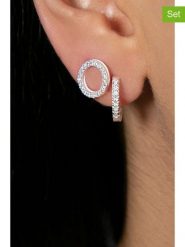 Lodie Silver Srebrne kolczyki (2 szt.) z cyrkoniami rozmiar: onesize. Szare kolczyki damskie Lodie Silver, z cyrkonią, srebrne. Za 52.99 zł.