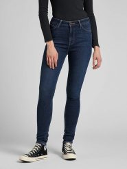 Lee Dżinsy - Skinny fit - w kolorze granatowym rozmiar: W27/L33. Niebieskie jeansy damskie Lee, z podwyższonym stanem. Za 129.26 zł.