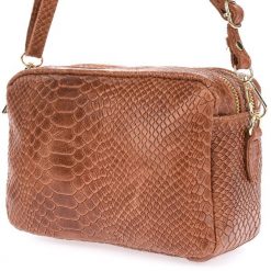 Koniakowa Skórzana Listonoszka Damska Włoska Croco Kuferek Beltimore P12. Kuferki damskie bez wzorów, z jeansu, na ramię, małe, bez dodatków. Za 134.99 zł.