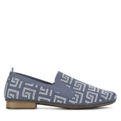 Lordsy Rieker. Niebieskie półbuty damskie Rieker, bez wzorów, bez obcasa, bez zapięcia. Za 299.99 zł.