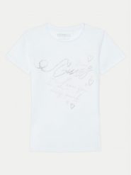 Guess T-Shirt J5RI38 K6YW4 Biały Regular Fit. Białe koszulki i t-shirty dziewczęce Guess, z aplikacjami, z bawełny, bez kołnierzyka, bez ramiączek. Za 69.99 zł.