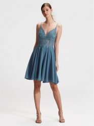 Hey Kyla Sukienka koktajlowa 5AG003HK Niebieski Regular Fit. Niebieskie sukienki damskie Hey Kyla, bez wzorów, z syntetyku, wizytowe, bez ramiączek. Za 1,169.00 zł.