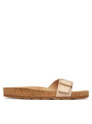Tommy Hilfiger Klapki Cork Footbed Slip-On FW0FW09344 Beżowy. Brązowe klapki damskie Tommy Hilfiger, bez wzorów, ze skóry, bez obcasa, bez zapięcia. Za 409.99 zł.