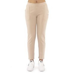 Bluza z bawełna z kieszenie na co dzień na siłownię. Brązowe spodnie materiałowe damskie LEONE 1947 APPAREL, bez wzorów, z bawełny. W wyprzedaży za 112.15 zł.