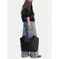 Torebka Badura. Czarne shopper bag Badura, bez wzorów, bez dodatków. Za 299.99 zł.