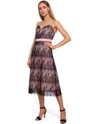 Made of emotion Sukienka w kolorze jasnoróżowo-czarnym rozmiar: XXL. Czarne sukienki damskie Made Of Emotion, bez wzorów, z koronki, bez ramiączek. Za 64.99 zł.