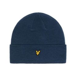 Czapka Beanie Lyle&Scott. Niebieskie czapki damskie LYLE AND SCOTT, bez wzorów, z materiału. Za 144.00 zł.