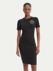 Versace Jeans Couture Sukienka codzienna 80HAOT02 CJ03T Czarny Slim Fit. Czarne sukienki damskie Versace Jeans Couture, bez wzorów, z bawełny, bez ramiączek. Za 659.99 zł.