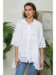 Lin Passion Koszula w kolorze białym rozmiar: 40/42. Białe koszule damskie Lin Passion, bez wzorów, z bawełny, klasyczne, bez kołnierzyka, bez ramiączek. Za 173.99 zł.