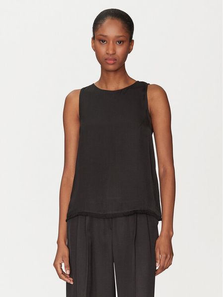 Marella Bluzka Platino 2515161061 Czarny Regular Fit. Czarne bluzki damskie Marella, bez wzorów, z wiskozy, bez kołnierzyka, bez ramiączek. Za 289.99 zł.