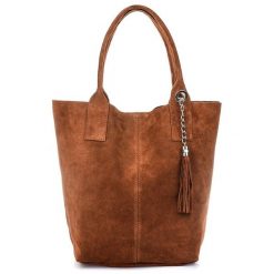 Worek koniakowy skórzany L82. Szare torebki klasyczne damskie z materiału, zamszowe, bez dodatków. Za 164.99 zł.