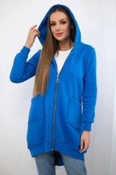 Bluza ocieplana z suwakiem z tyłu chabrowa. Niebieskie bluzy damskie KESI, l, bez wzorów, z bawełny, bez kaptura. Za 258.24 zł.