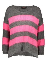 Miss goodlife Sweter "Stripes" w kolorze ciemnoszaro-jasnoróżowym rozmiar: XL. Różowe swetry klasyczne damskie miss goodlife, xl, z wełny, bez kołnierzyka. Za 159.95 zł.