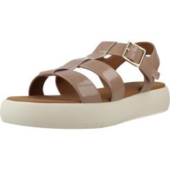 Sandały GEOX D CAMALEI Rose. Czerwone sandały damskie Geox, bez wzorów, z materiału, bez obcasa, bez zapięcia. Za 332.99 zł.