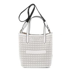 Biała Ażurowa Torebka Damska Hispanitas. Białe shopper bag Hispanitas, w ażurowe wzory, ze skóry ekologicznej, na ramię, bez dodatków. Za 449.00 zł.
